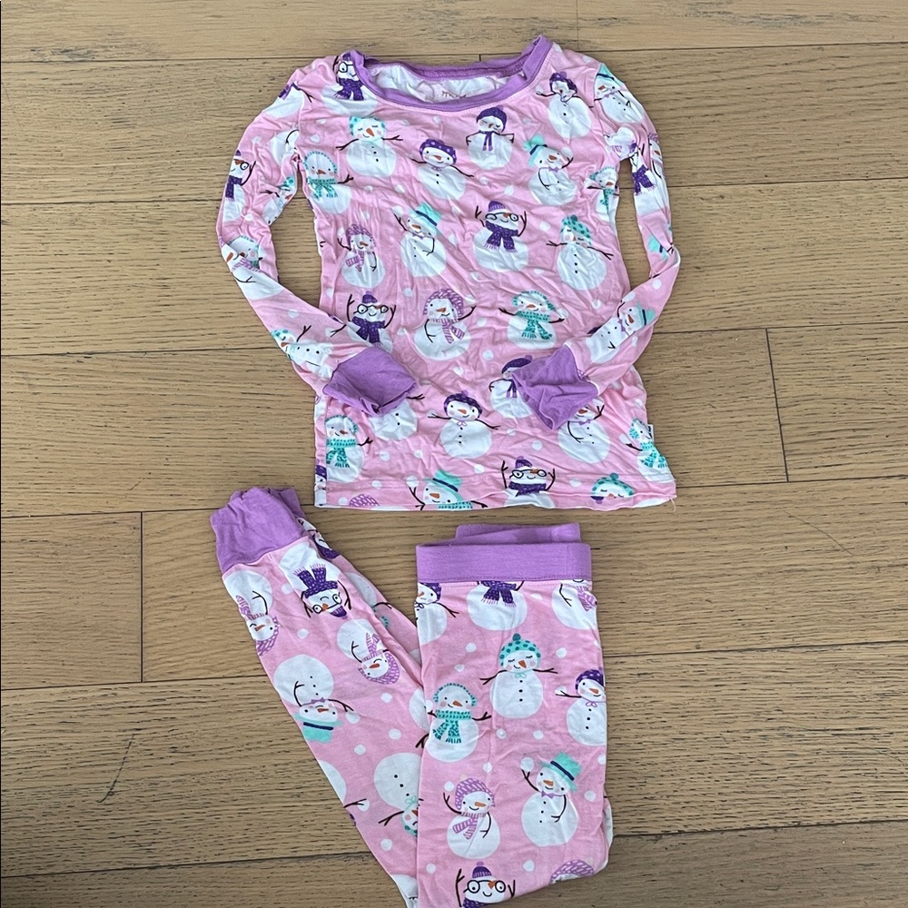 Little Sleepies Purple Snowman Pajama Set Sz 3T!